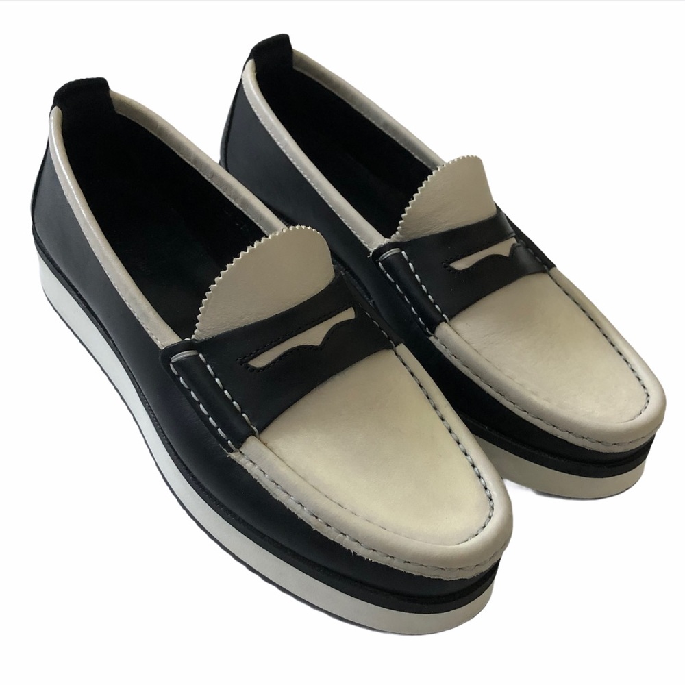 Rag & Bone Tanya penny loafer size 7 black/white leather